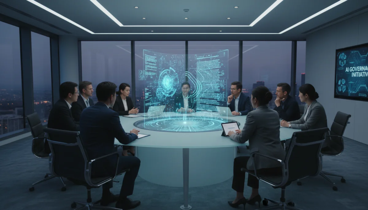 Policymakers and technologists discussing AI regulations and ethical deployment strategies