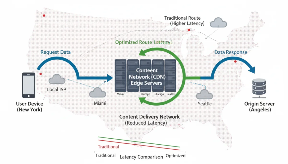 network diagram showing reduced latency in cloud gaming