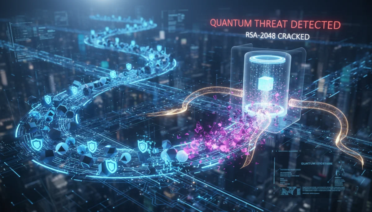 Data flow vulnerability to quantum computing, intercepted encrypted packets