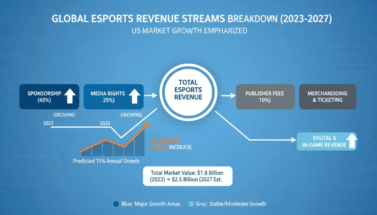 Infographic showing esports revenue streams and growth trends in the US