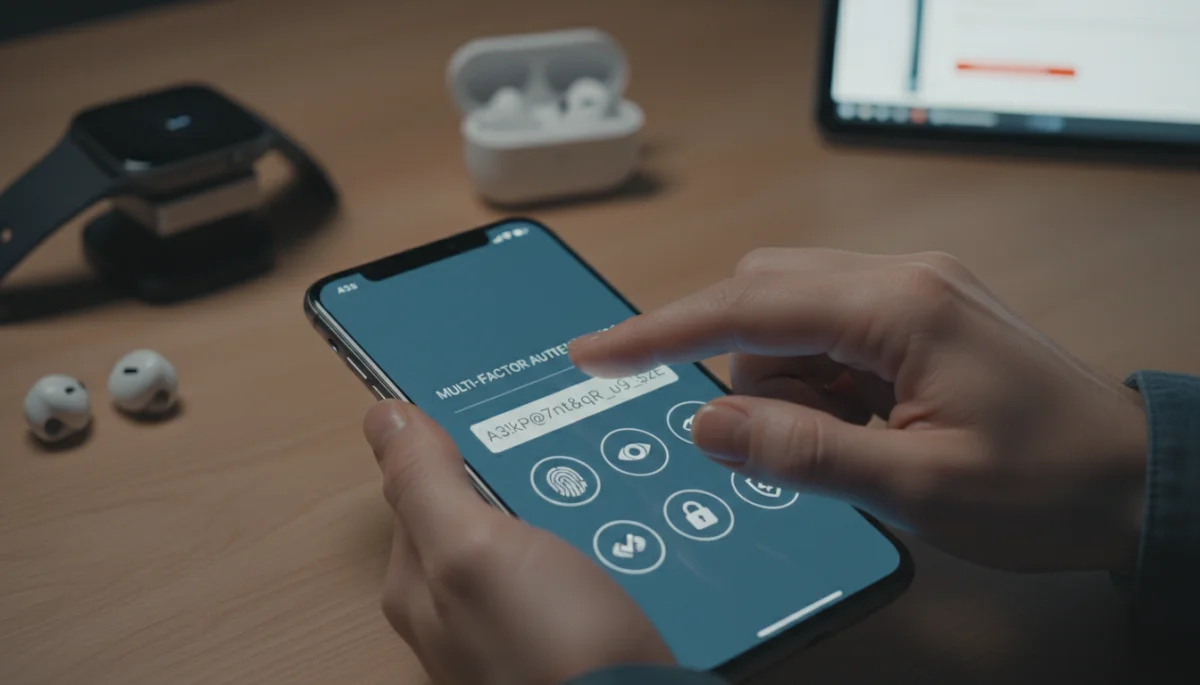 Person using multi-factor authentication on a smartphone for enhanced security