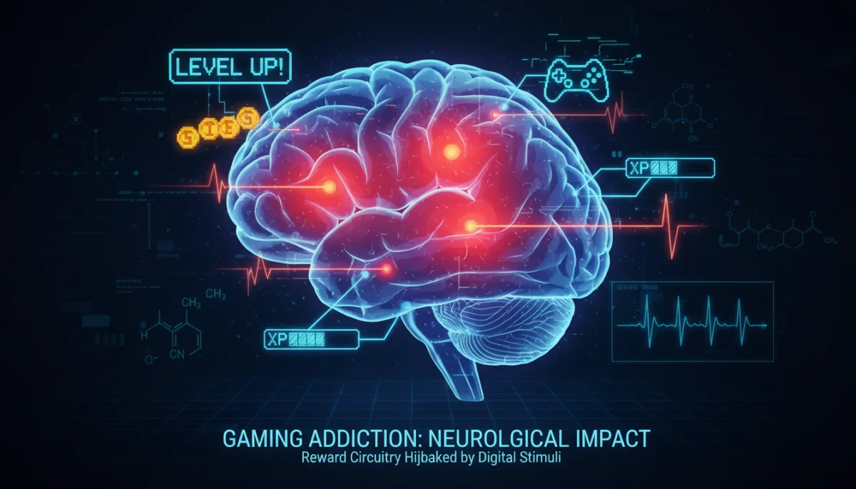 Brain scan showing neurological impact of gaming addiction