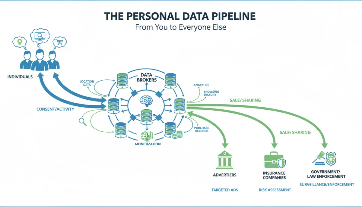 Infographic showing personal data flow to data brokers