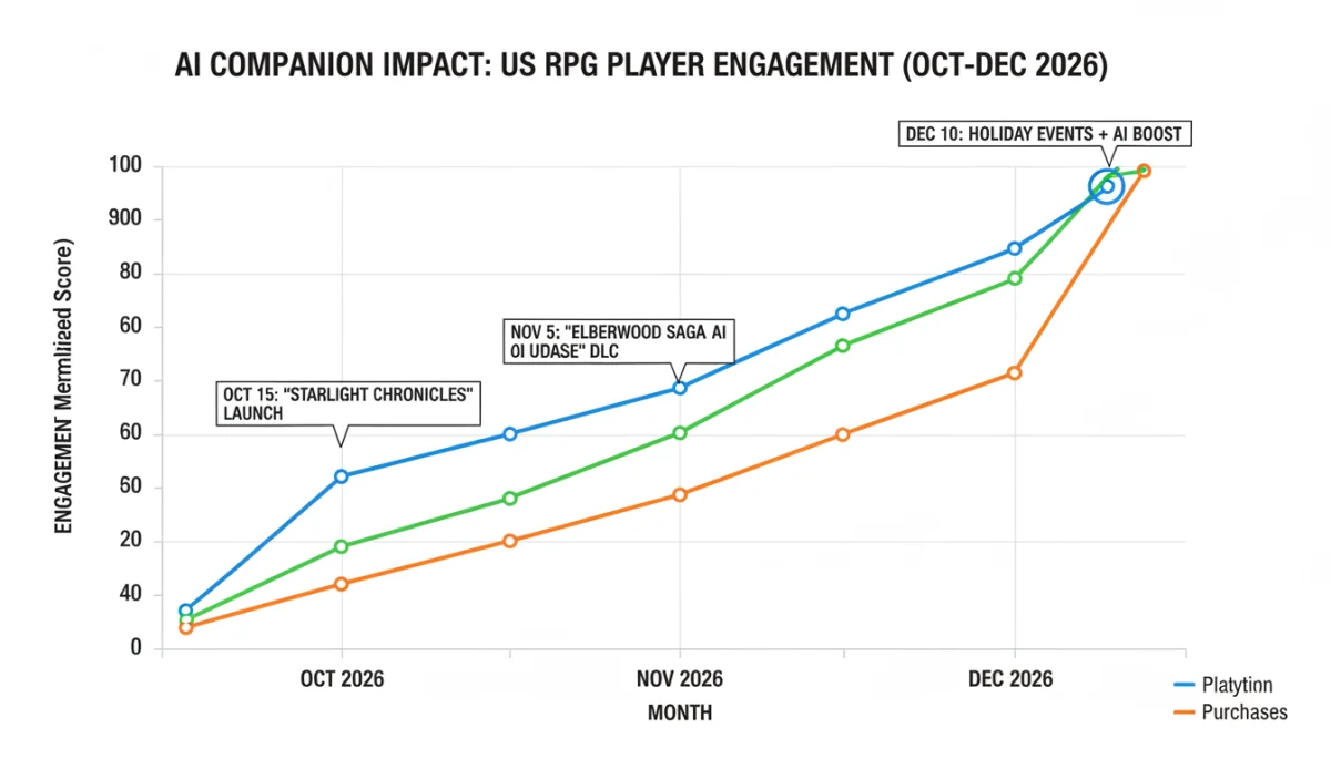 Chart showing increased player engagement with AI companions in US RPGs, Q4 2026.