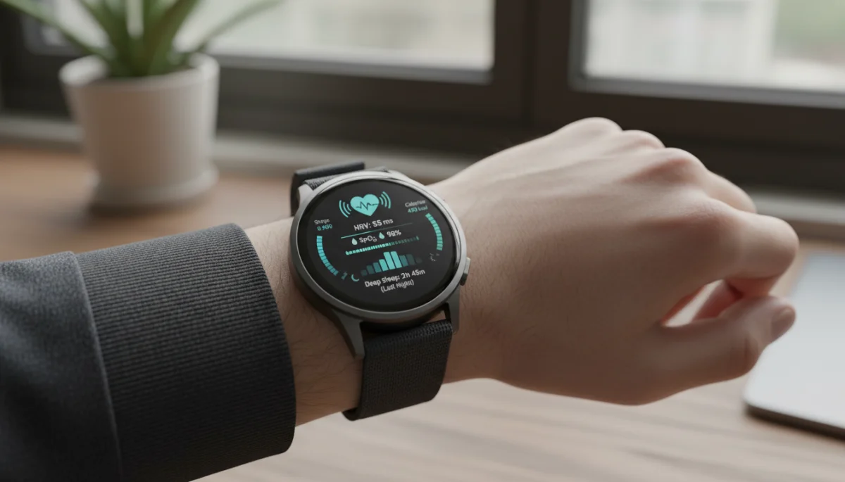 Smartwatch displaying real-time biometric data for proactive health management