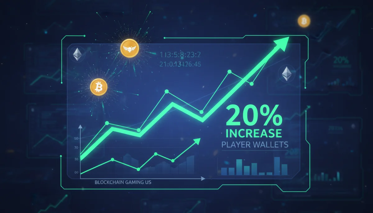 Chart showing 20% growth in US blockchain gaming player wallets