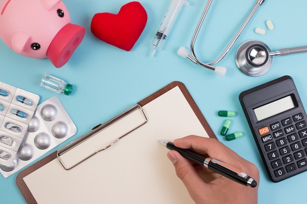A person completing Form 8889, Health Savings Accounts (HSAs), with focus on tax-related terms.