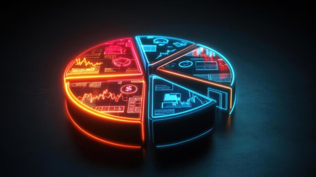A pie chart visually representing asset allocation in an ETF, showing different sectors like technology, healthcare, and finance with corresponding percentages.