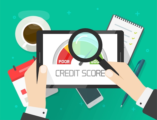 A person reviewing a credit report with a magnifying glass, highlighting specific sections related to credit score factors.