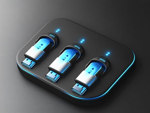 A diagram illustrating the data transfer speeds of different USB versions, with USB4 prominently featured at the top showcasing its superior speed compared to USB 1.0, 2.0, 3.0, and 3.1.