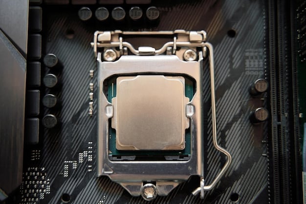 A detailed close-up photo of a fanless CPU cooler installed on a motherboard, inside a PC case. The shot should clearly show the heat pipes and fins, and the way it's mounted. The environment is well-lit to emphasize the absence of a fan.