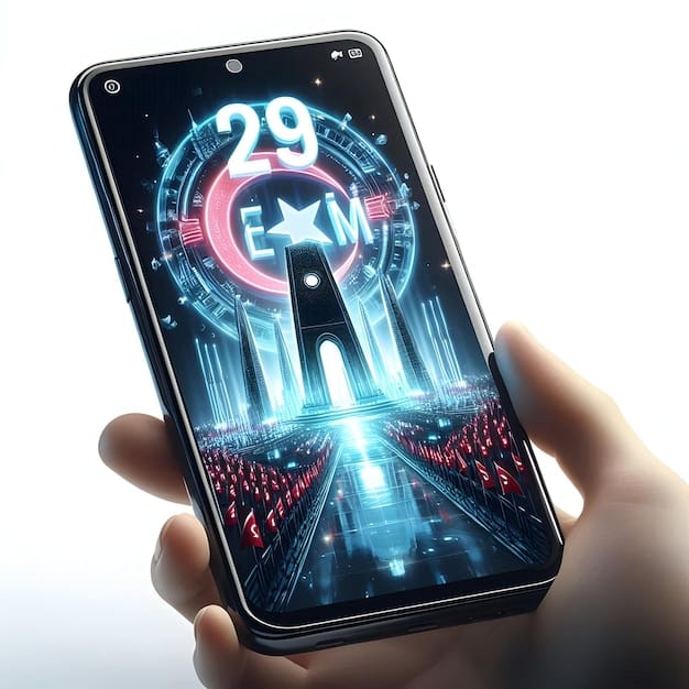 A close-up of a mobile phone screen showing a fast-paced action game with detailed, high-resolution graphics. The background is blurred to emphasize the immersive visual experience enabled by 5G.