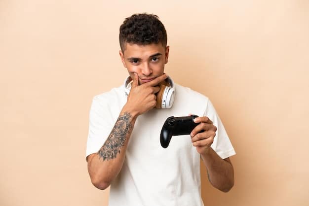 A gamer holding a PS5 controller, deeply engrossed in playing 