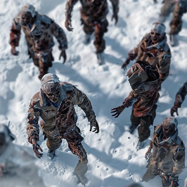 A squad of Helldivers fighting against Automatons in a snowy environment in Helldivers 2.