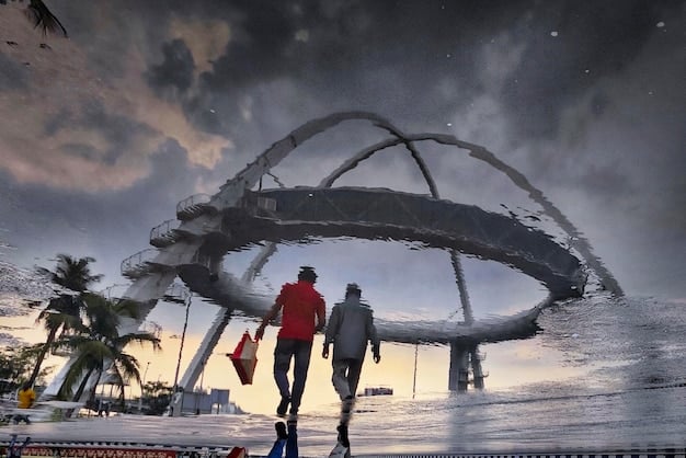 A scenic view of the Santa Monica Pier in Dead Island 2, overrun with zombies. The image should capture the contrast between the iconic location and the post-apocalyptic setting.