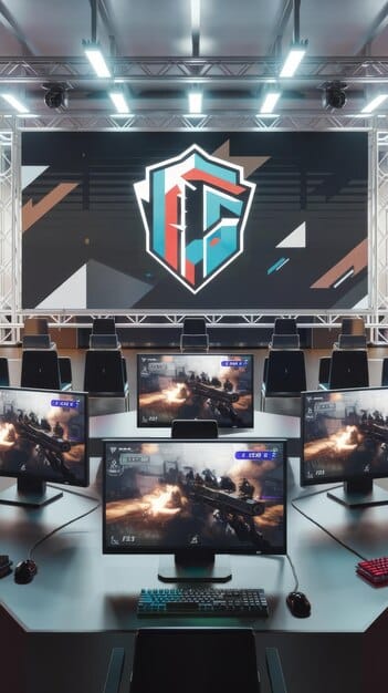 A split screen showing Twitch and YouTube logos with esports game screenshots in the background, symbolizing the competition between the two platforms for esports viewership.