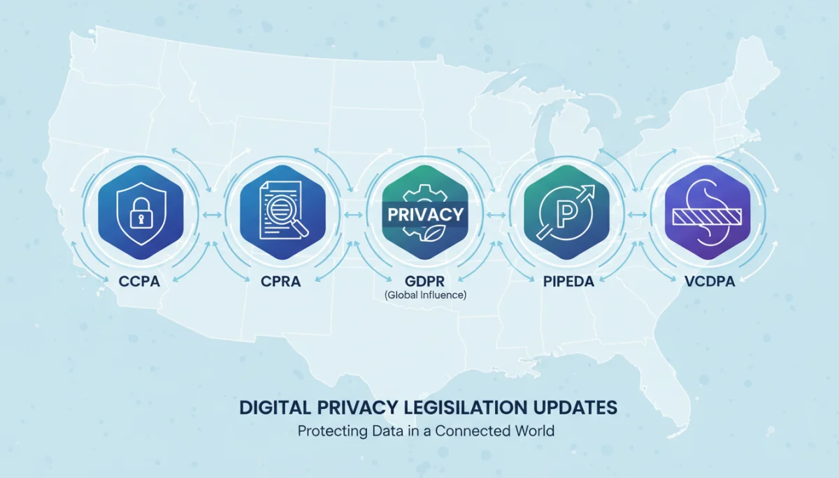 Infographic detailing five key digital privacy updates for 2026 in the US
